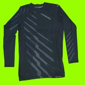 Hayabusa Metaru Black Gray Long Sleeve Shirt, Jiu Jitsu Rash Guard, Size XL